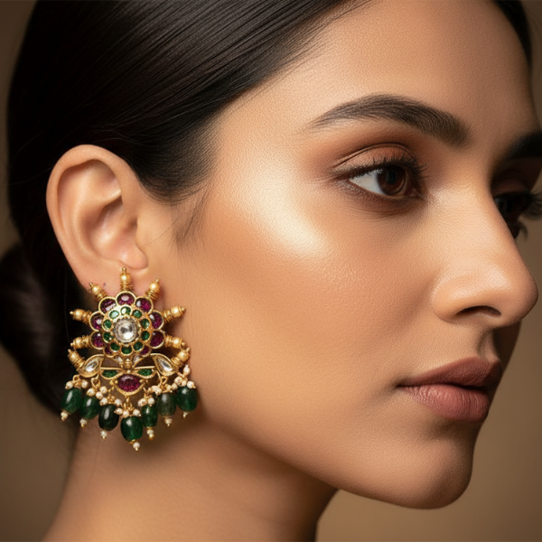 Traditional Kundan Drop Earrings