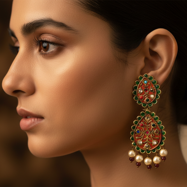 Embellished Drop Pearl Earrings