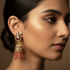 Gold Paisley Jhumka Earrings