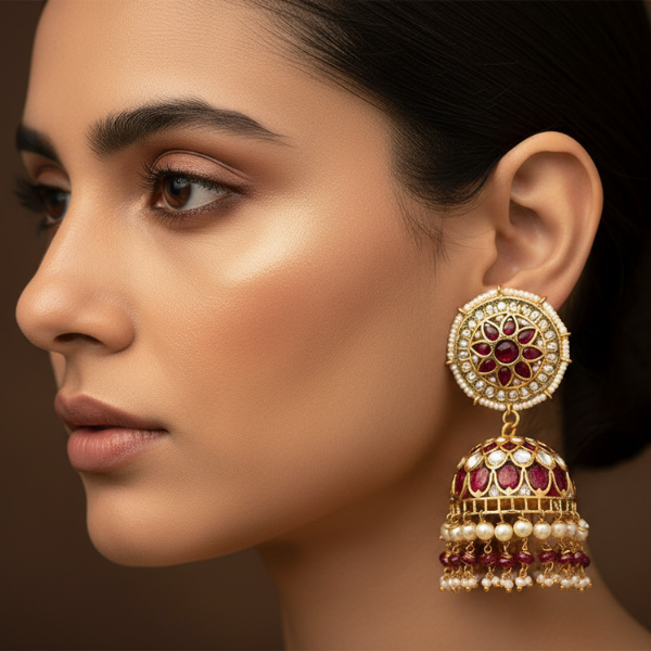 Ruby Pearl Jhumka Earrings