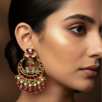 Kundan Crescent Pearl Earrings
