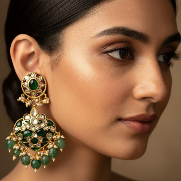 Royal Emerald Kundan Drops