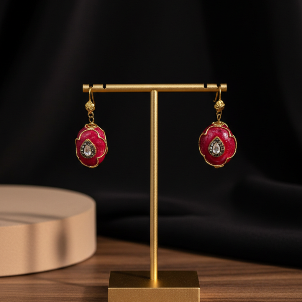 Red Stone Drop Earrings