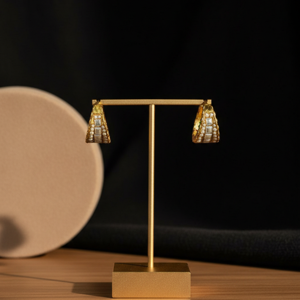 Gold Pearl Hoop Earrings