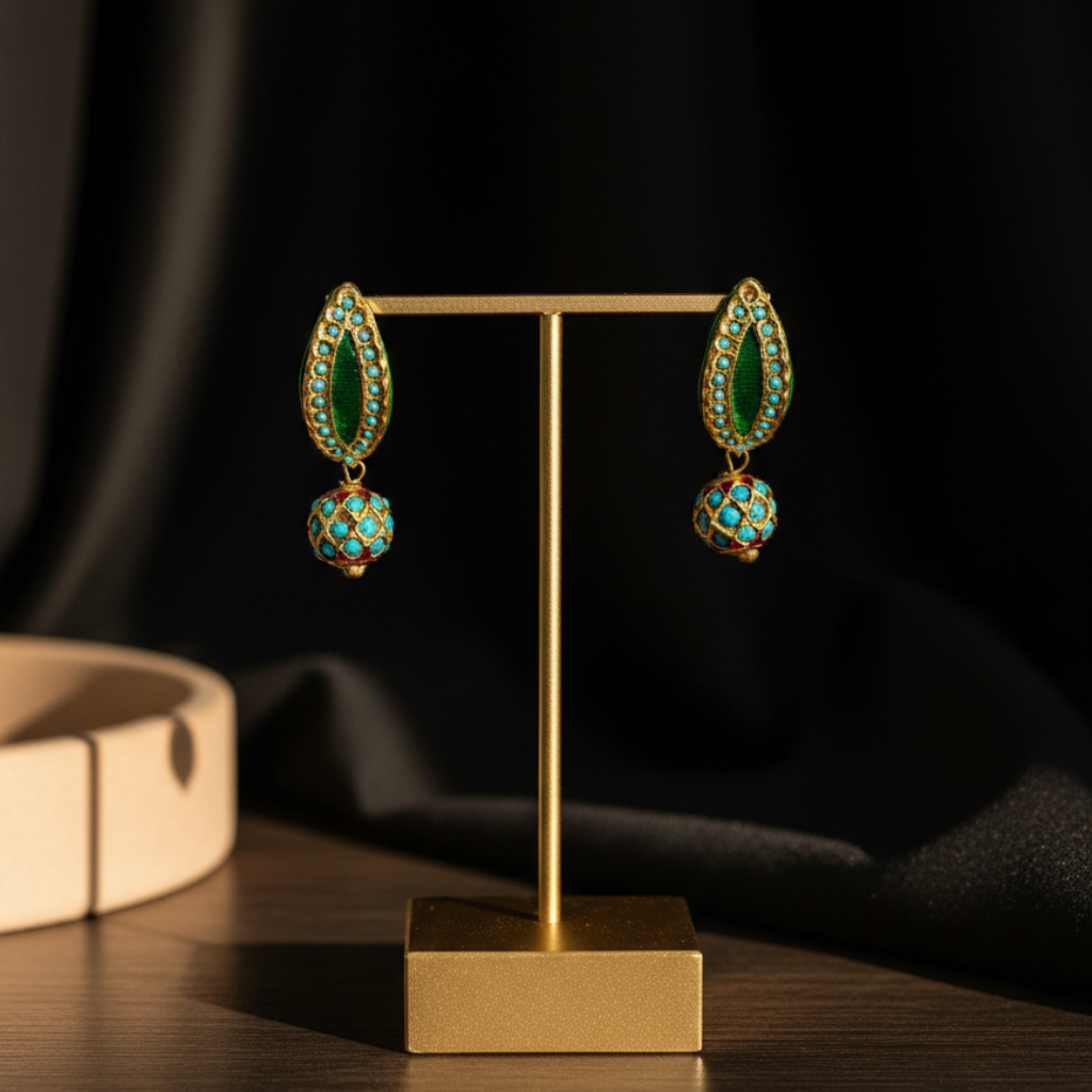 Emerald Turquoise Drop Earrings