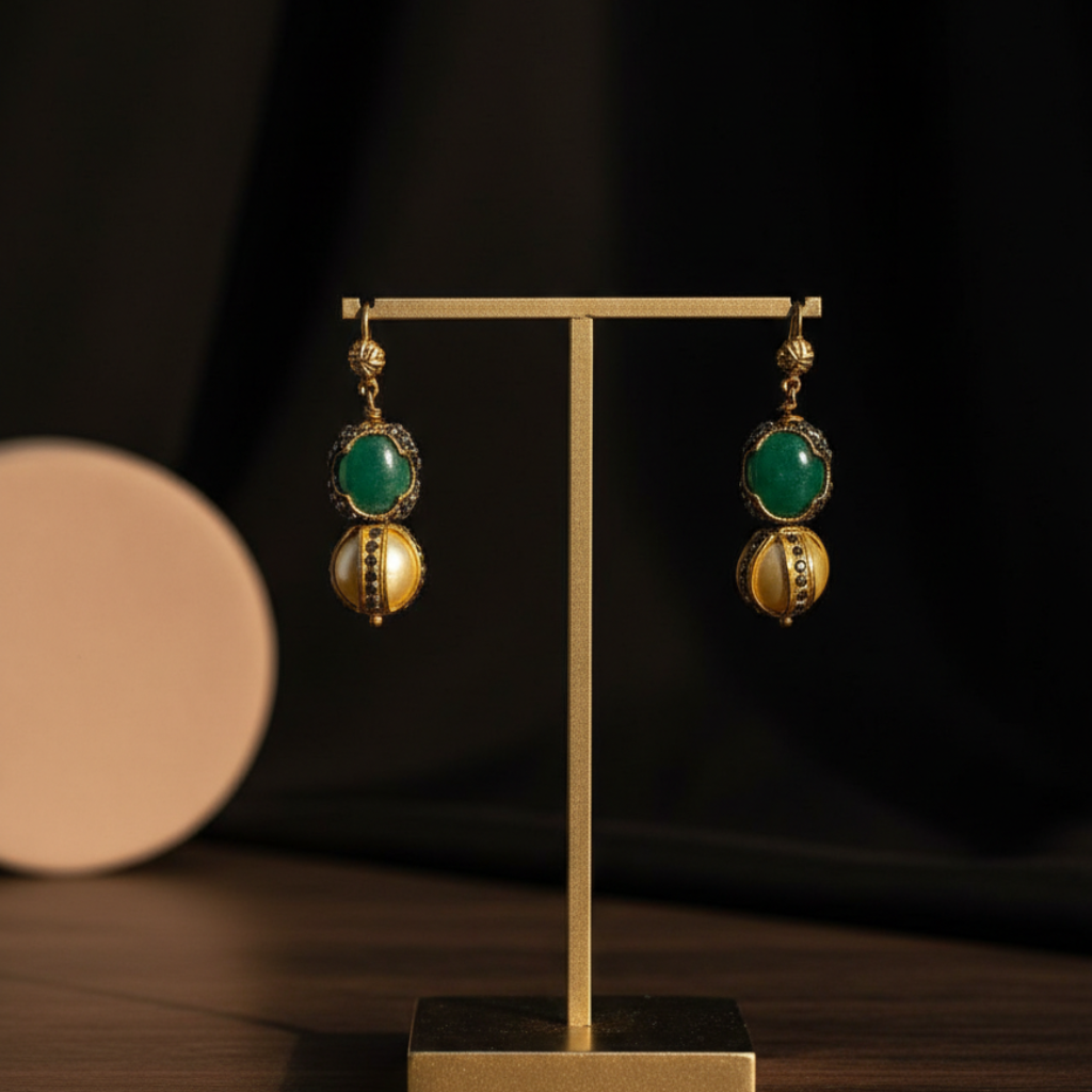 Green Gold Drop Earrings