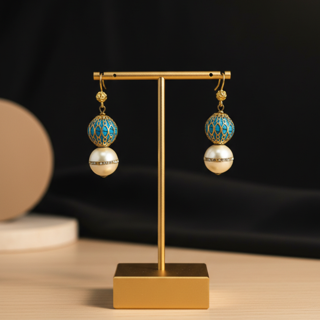 Blue Pearl Dangle Earrings