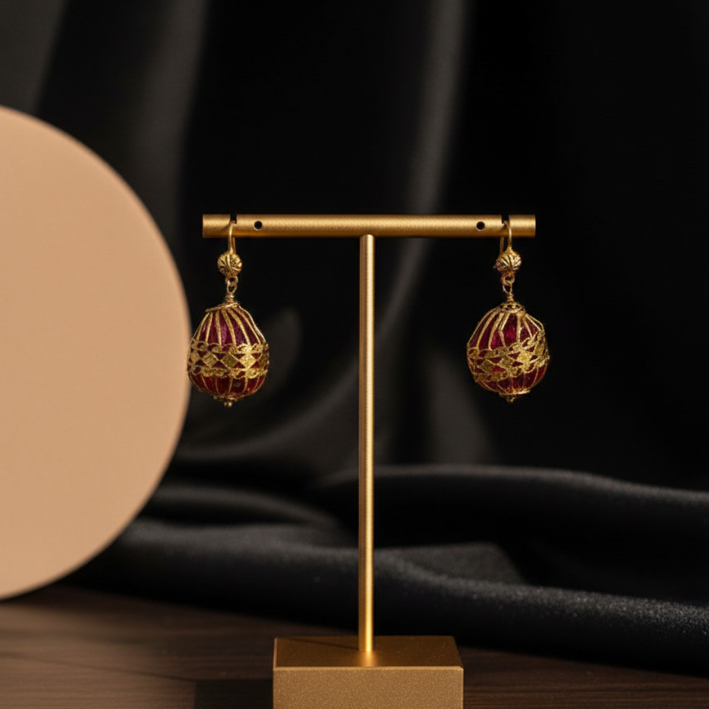 Golden Caged Orb Earrings