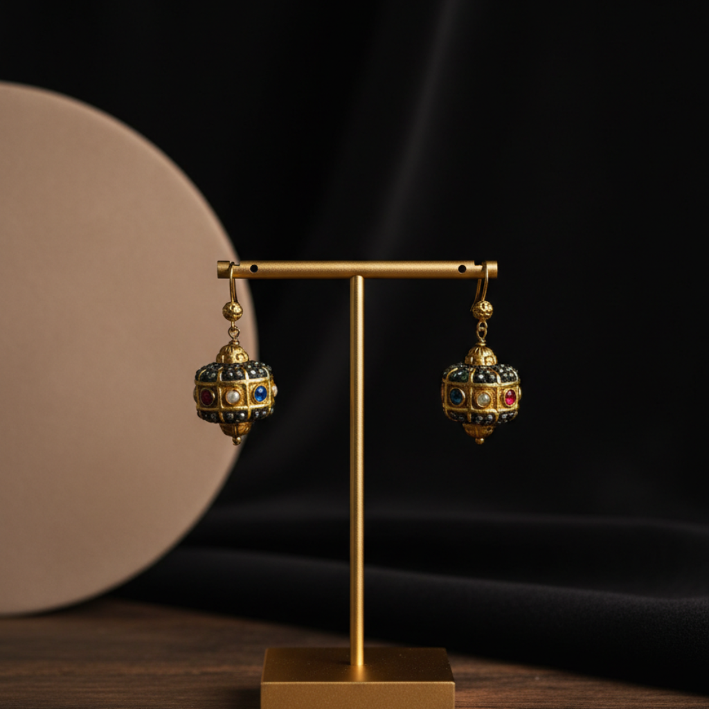 Ornate Gemstone Dangle Earrings