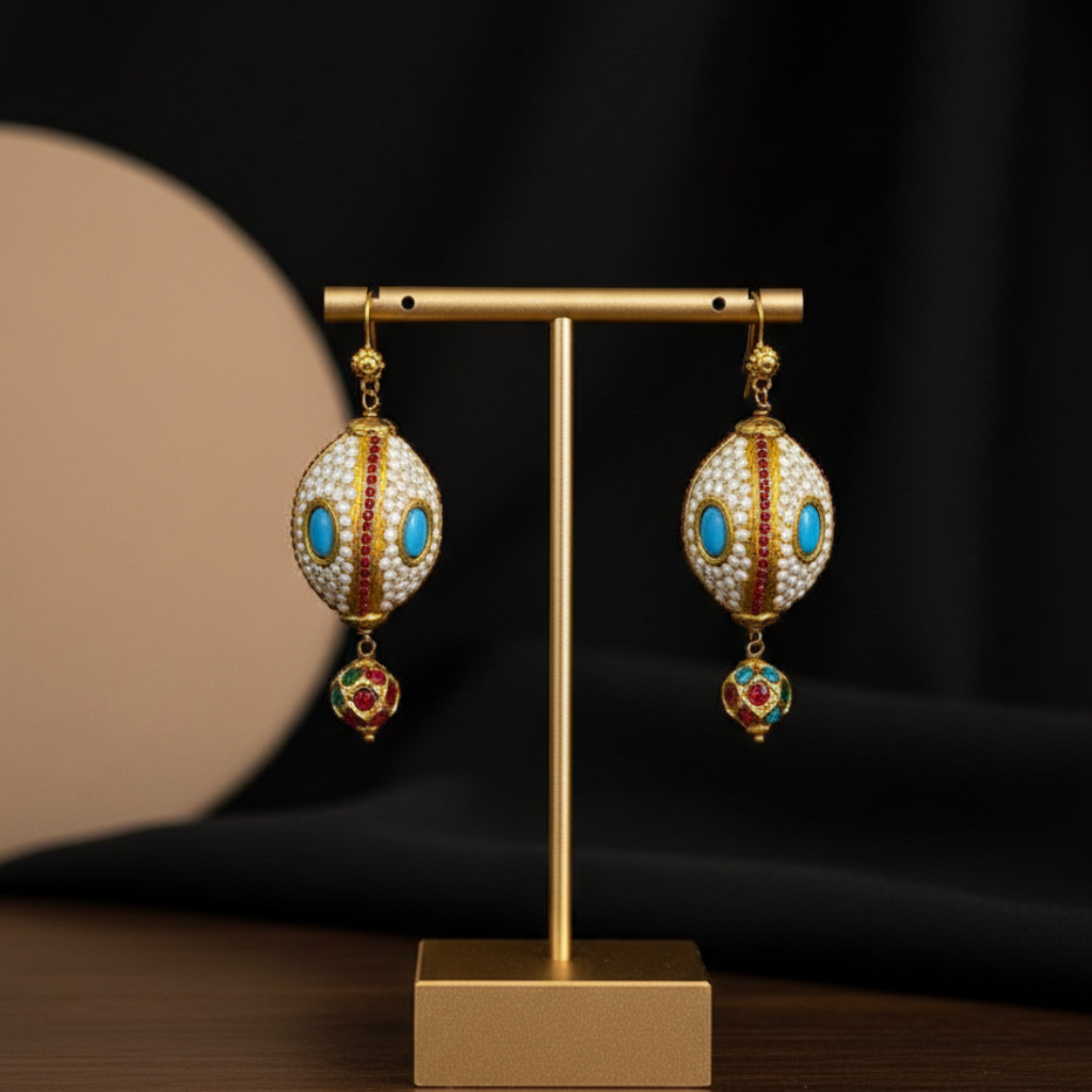 Ornate Pearl Drop Earrings