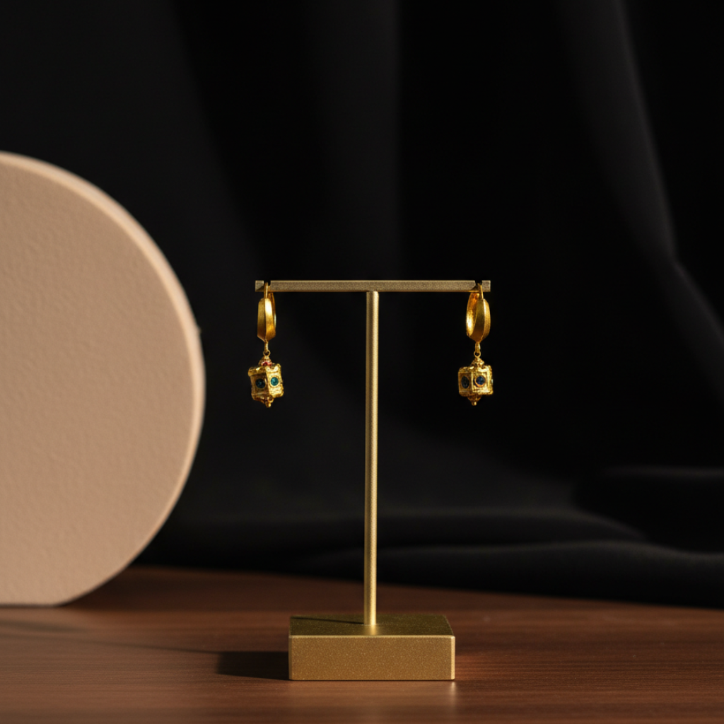 Gold Dangle Gemstone Earrings