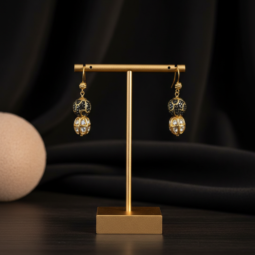 Beaded Gold Drop Earrings