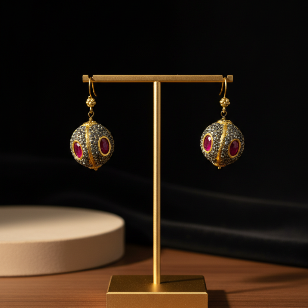 Ruby & Diamond Drop Earrings