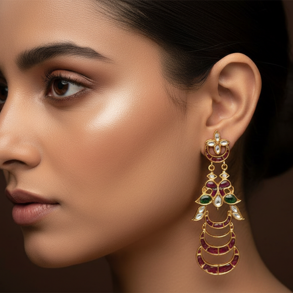 Ruby Emerald Polki Earrings