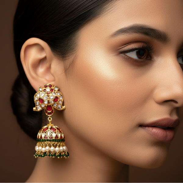 Ruby Polki Jhumka Earrings
