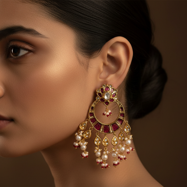 Ruby Pearl Chandelier Earrings