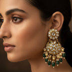 Polki Emerald Drop Earrings