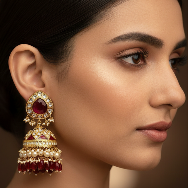 Heirloom Ruby Polki Jhumki