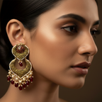 Ruby Gold Pearl Chandbali