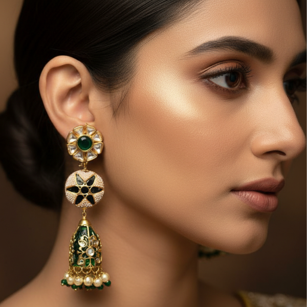 Emerald Polki Jhumka