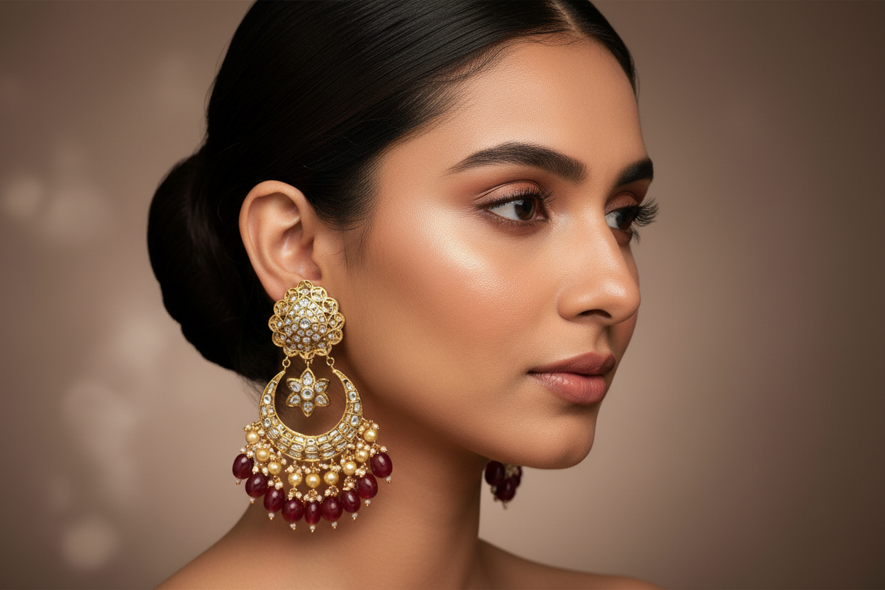 Kundan Ruby Chandbali