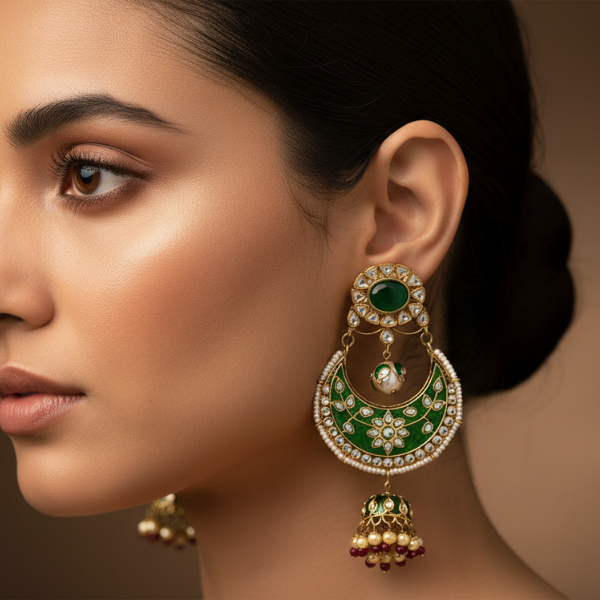 Emerald Chandbali Jhumka