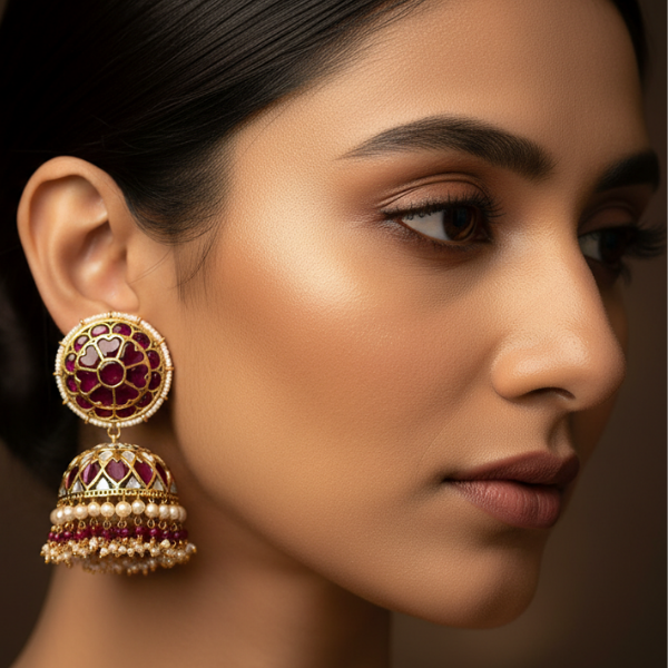 Ruby Polki Jhumka