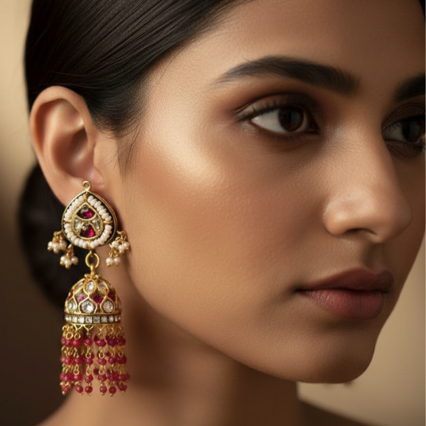 Traditional Raasvi Ruby Jhumka