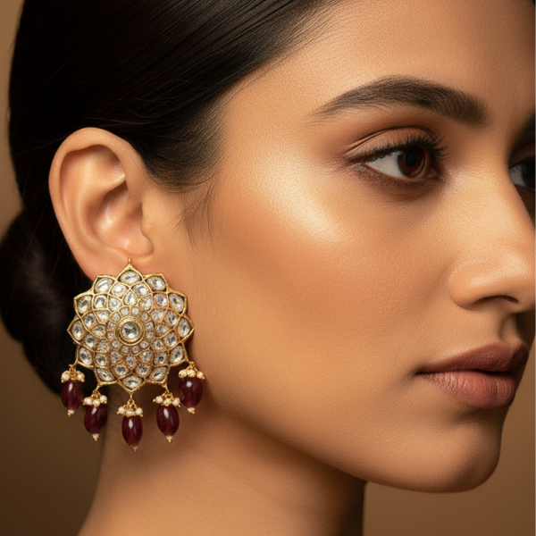 Polki Ruby Drop Earrings