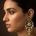 Emerald Pearl Polki Chandbalis