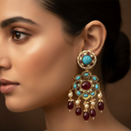 Ruby Turquoise Chandelier Earrings