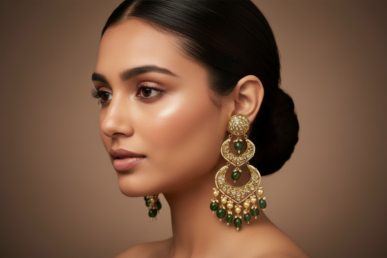 Emerald Gold Chandelier Earrings