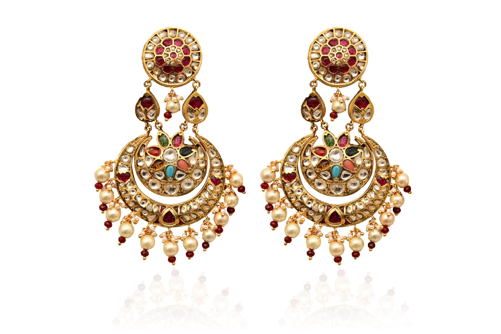 Chandbali Kundan Pearl Earrings