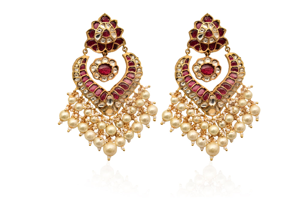 Ethnic Pearl Ruby Earrings