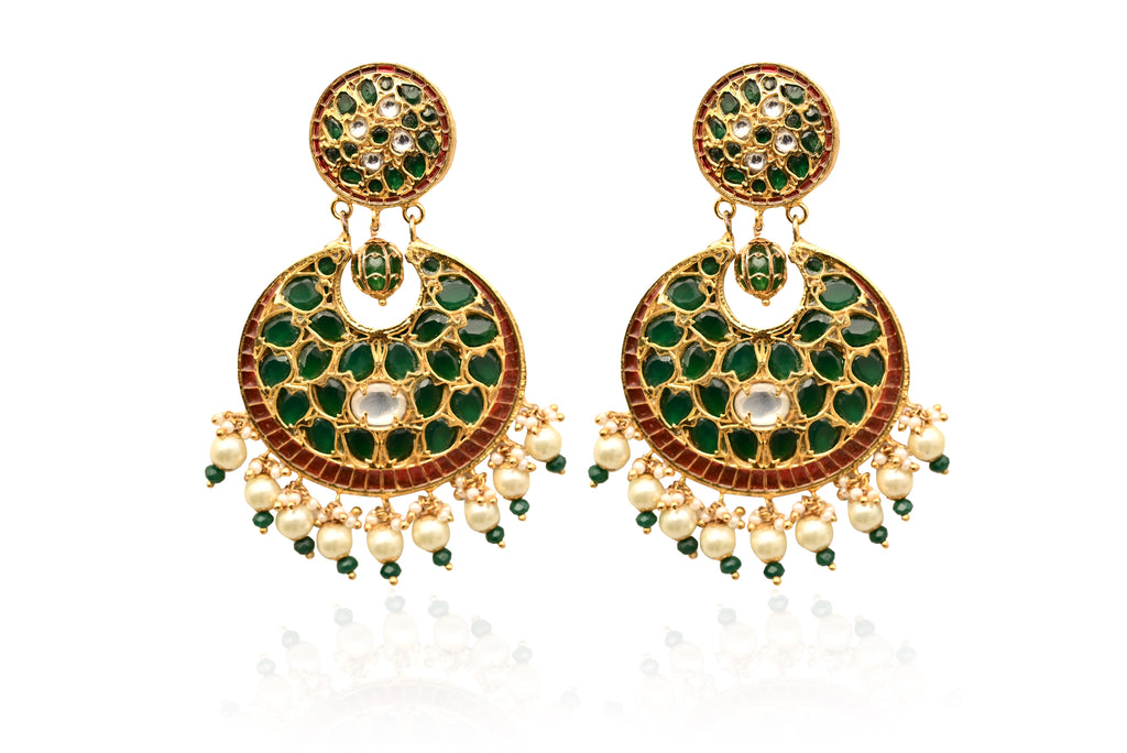 Emerald Pearl Drop Earrings