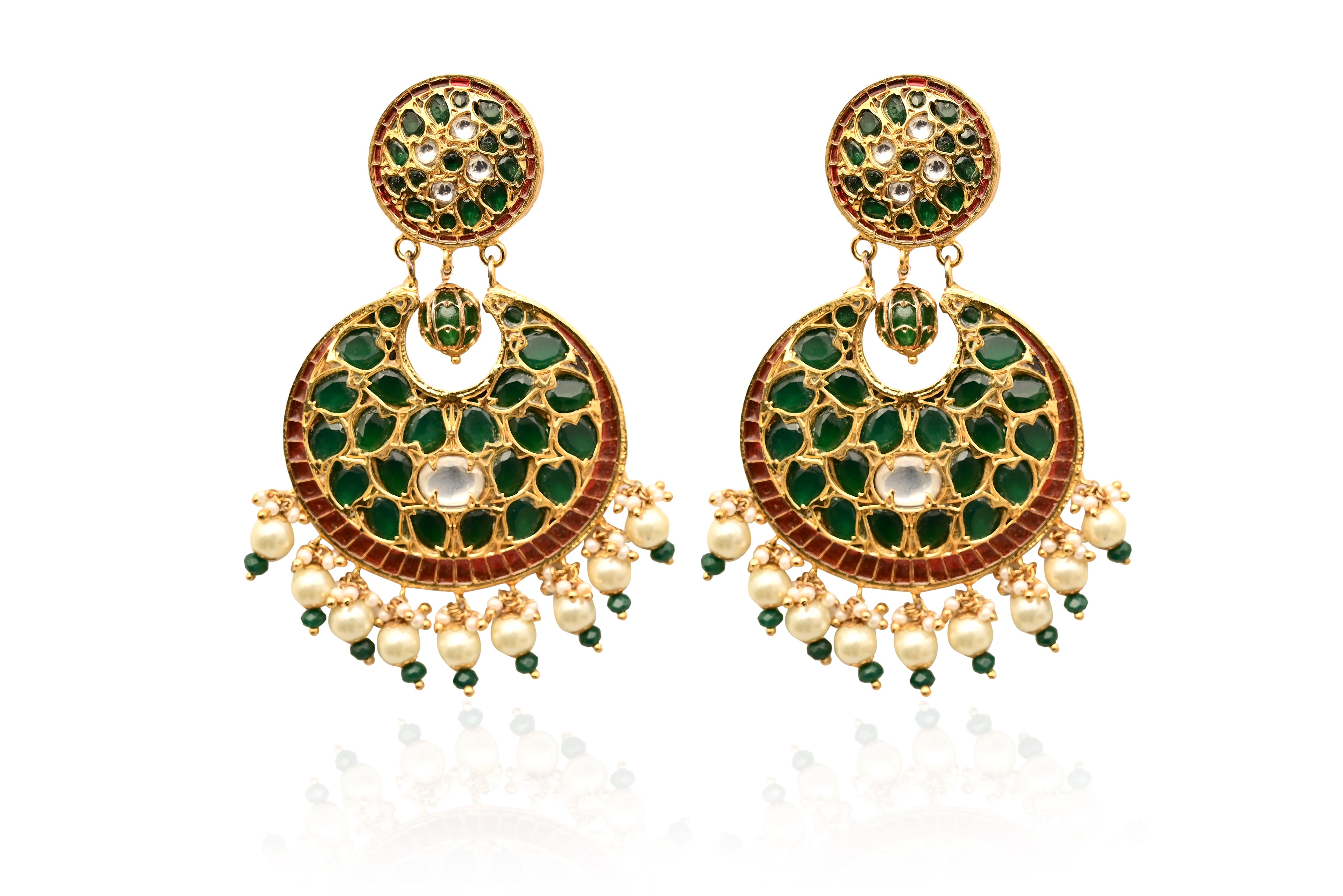 Emerald Pearl Drop Earrings