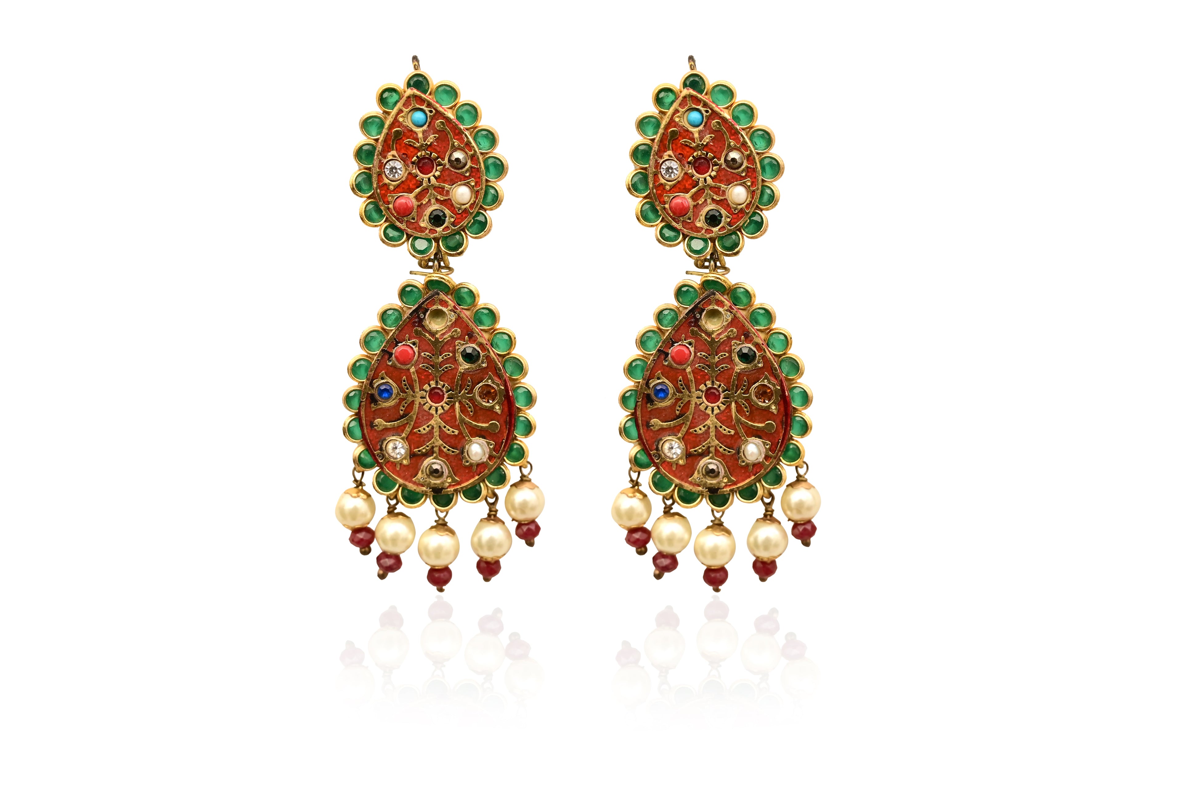 Embellished Drop Pearl Earrings