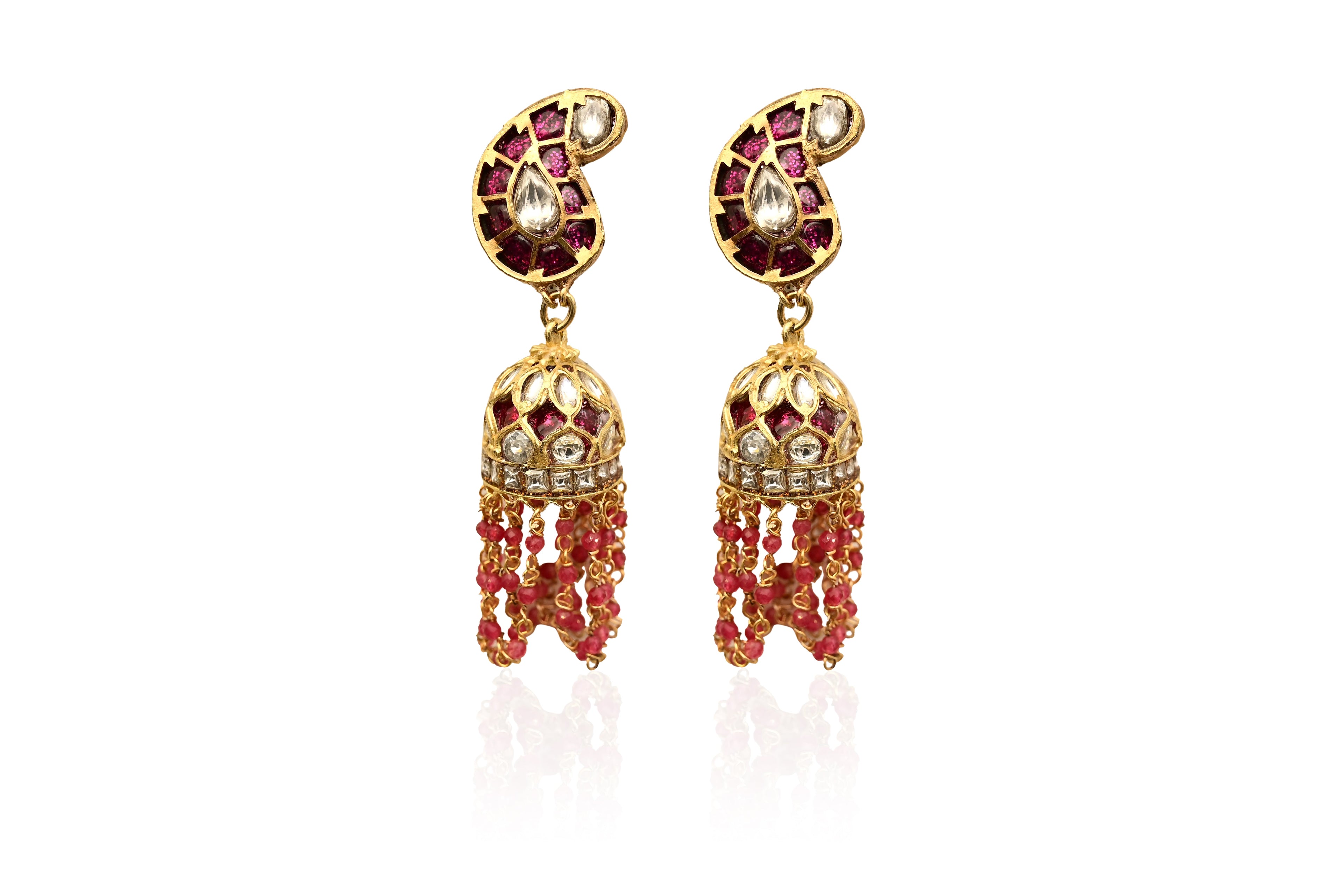 Gold Paisley Jhumka Earrings