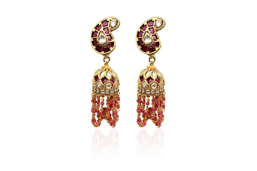 Gold Paisley Jhumka Earrings