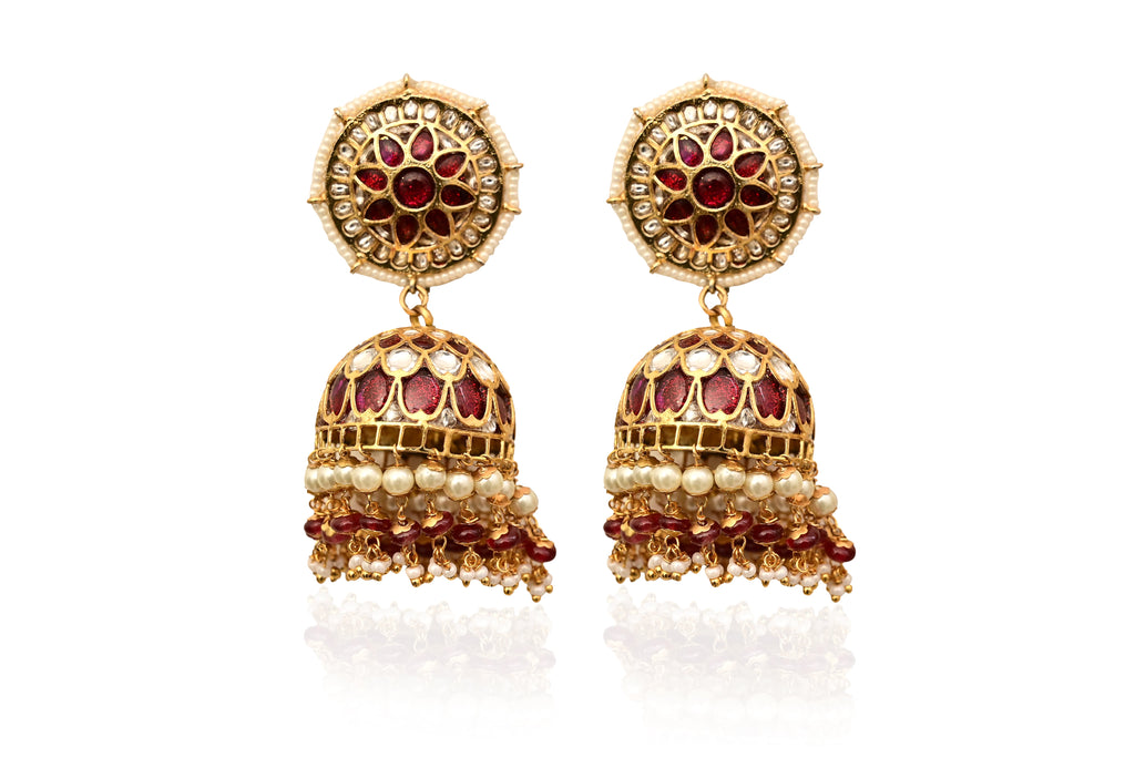 Ruby Pearl Jhumka Earrings