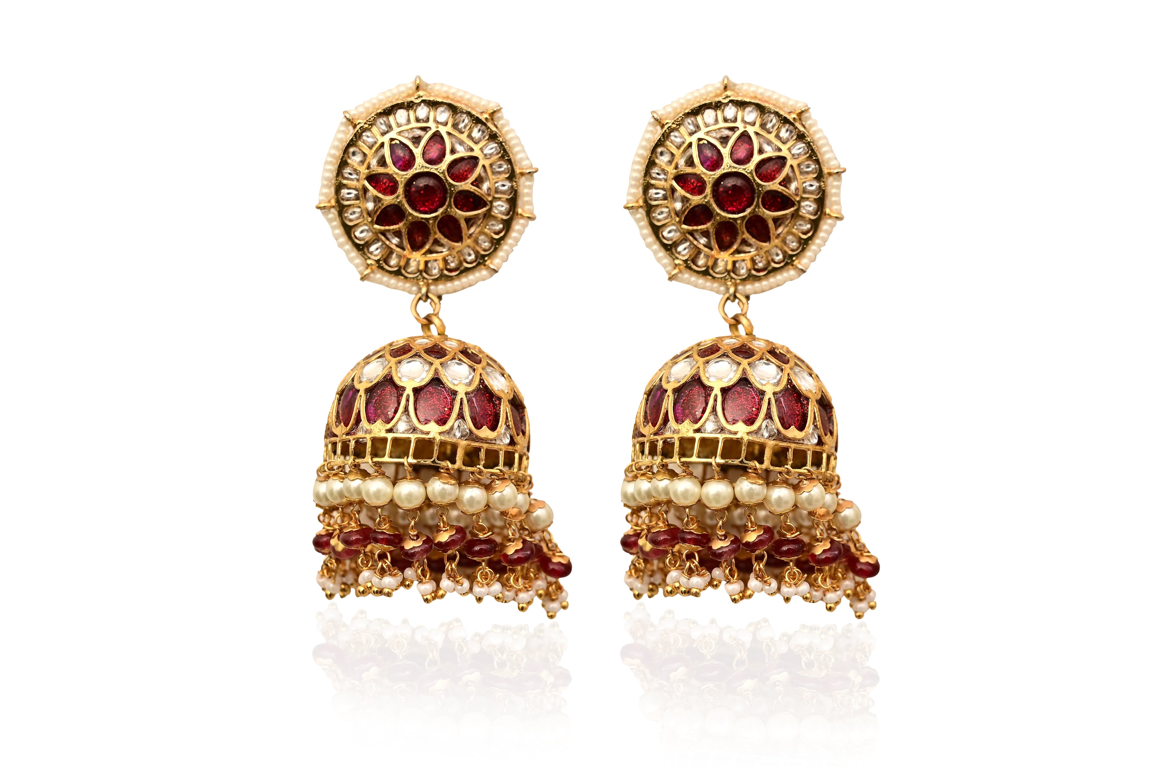 Ruby Pearl Jhumka Earrings