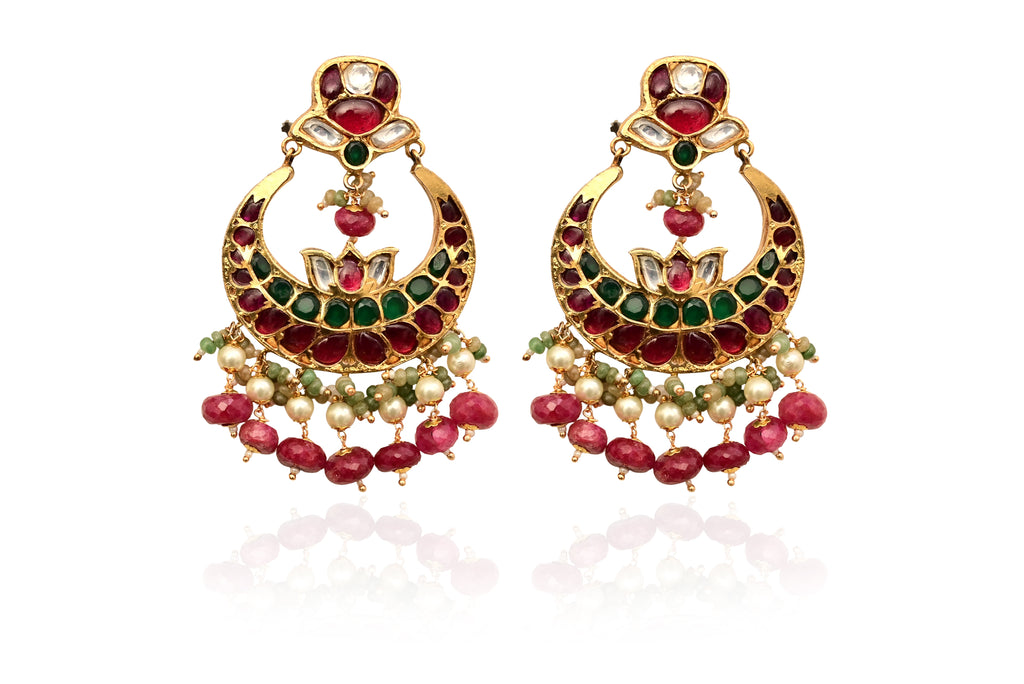 Kundan Crescent Pearl Earrings