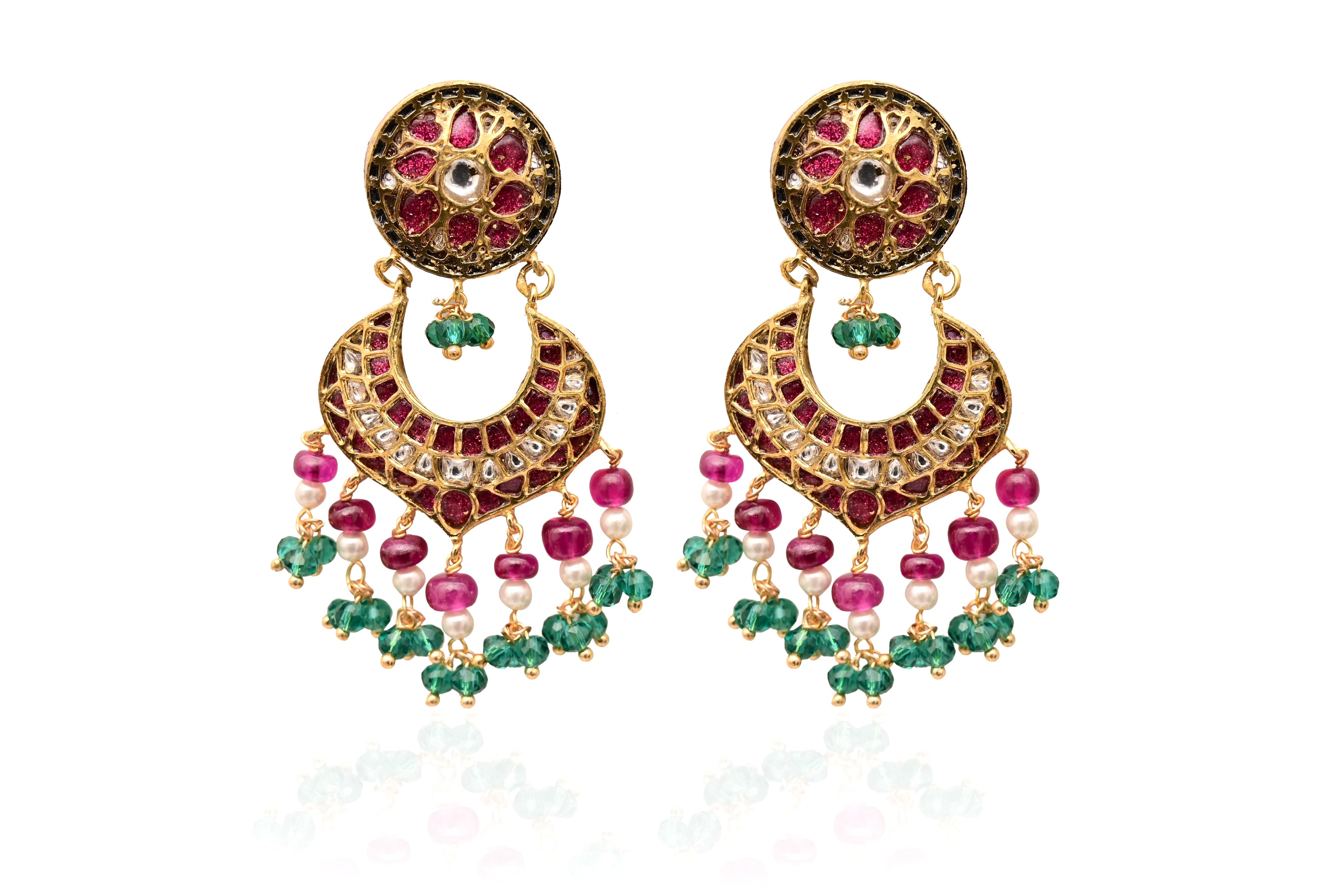 Ruby Pearl Chandbali Earrings