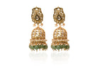 Polki Jhumka Emerald Earrings