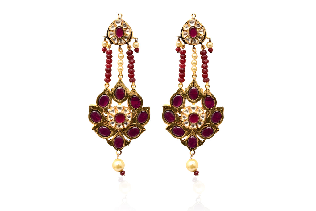 Ruby Polki Chandelier Earrings