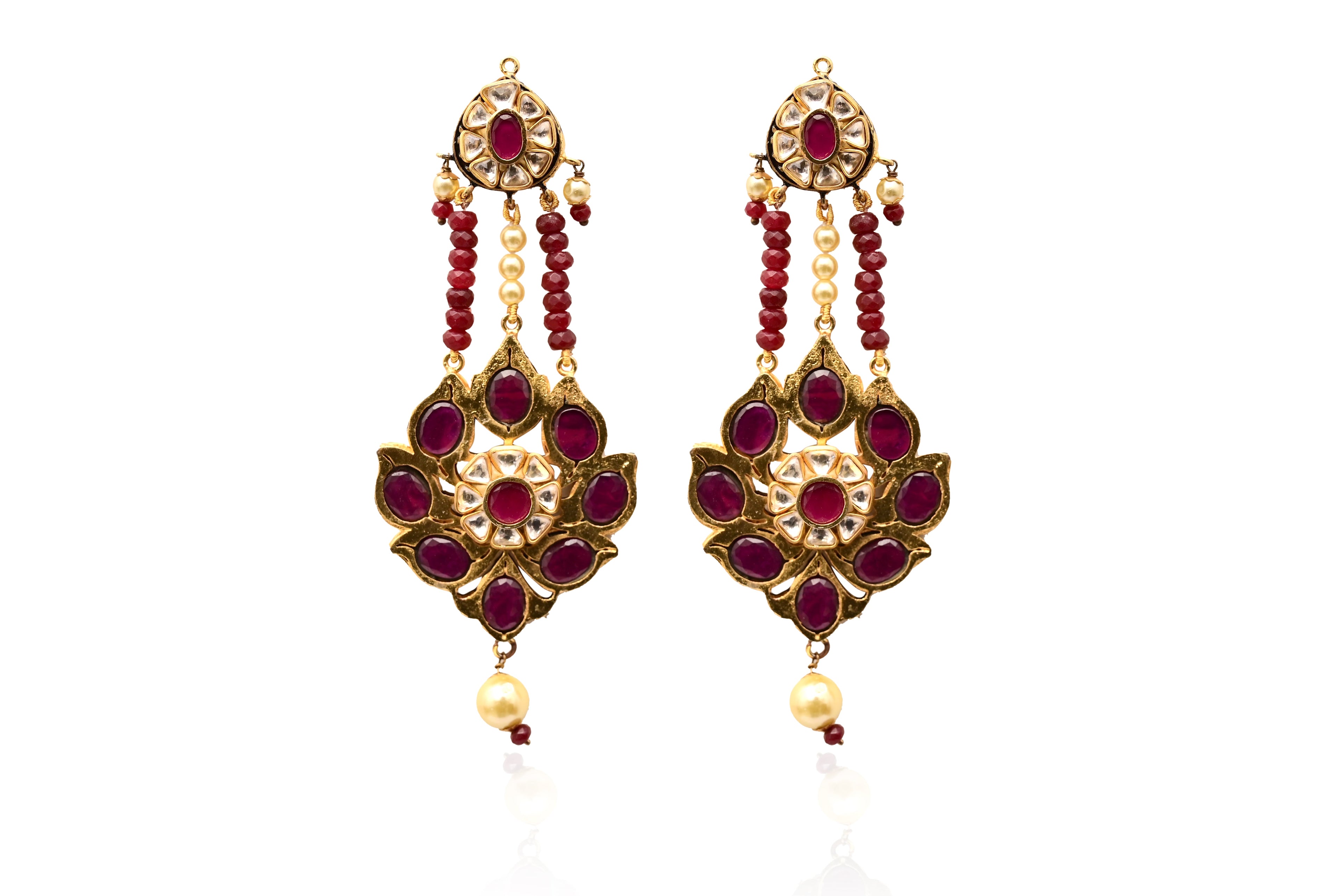 Ruby Polki Chandelier Earrings