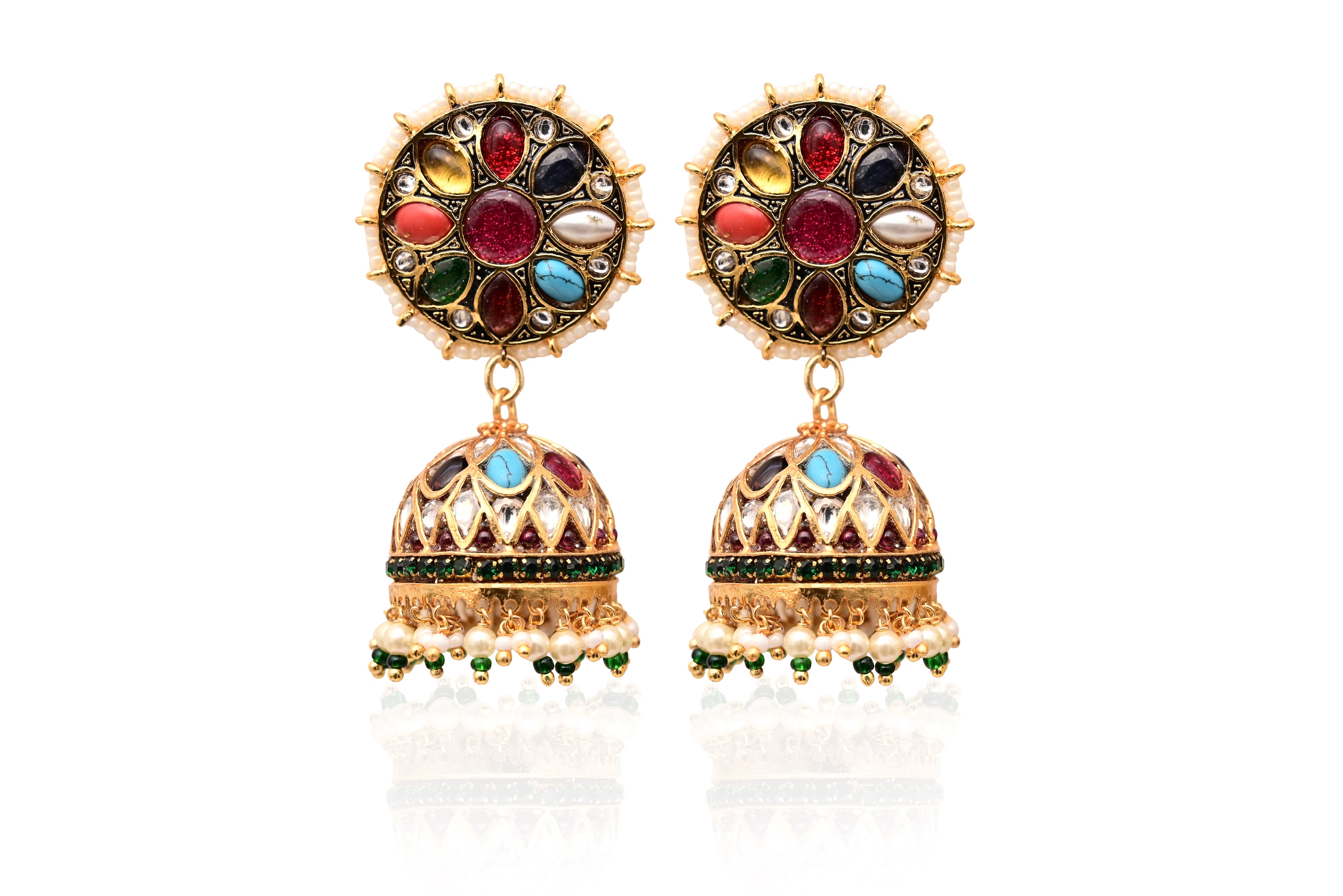 Multi-Color Stone Jhumka Earrings