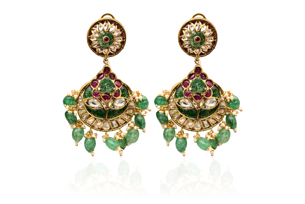 Emerald Ruby Chandbali Earrings