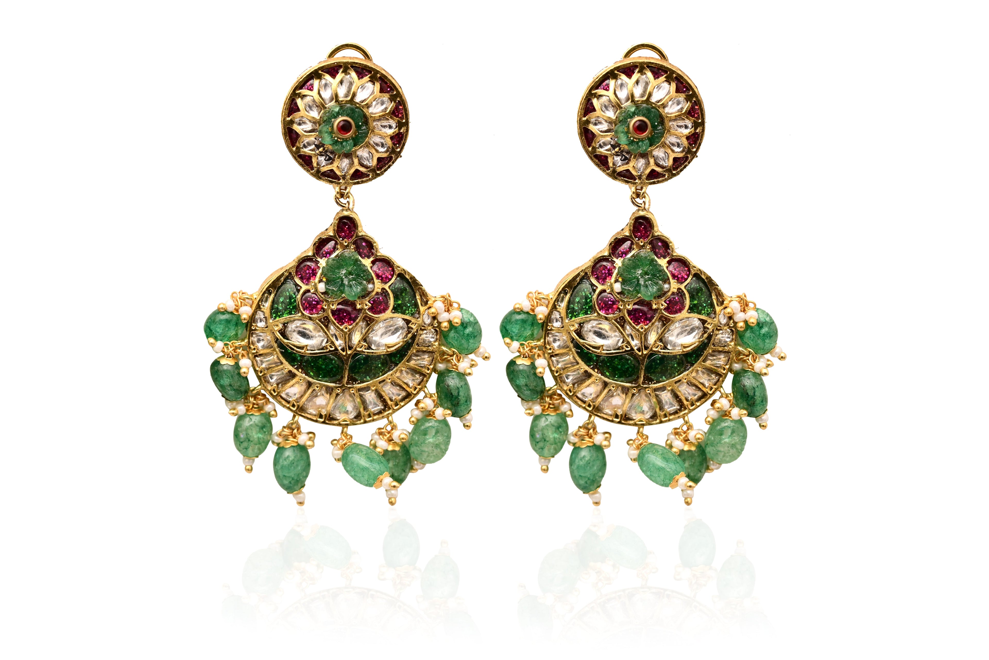 Emerald Ruby Chandbali Earrings