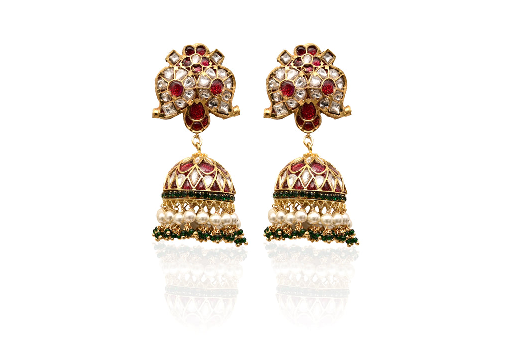 Ruby Polki Jhumka Earrings